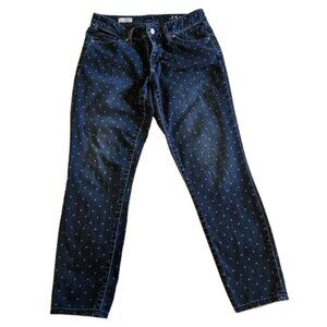 Gap 1969 Womens 27/4r Dark Wash Low Rise Polka Dot Always Skinny Jeans